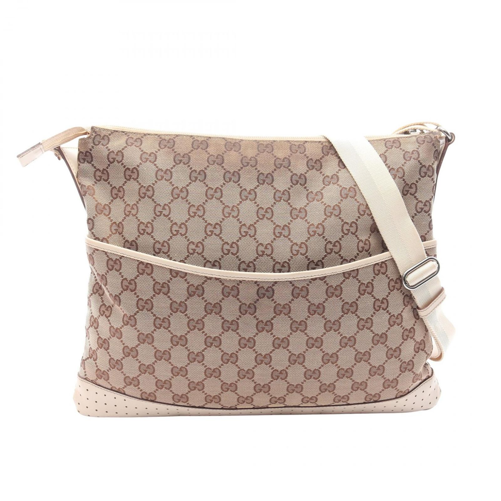GUCCI ベージュ レザー ショルダーバッグ グッチ GUCCI GGスーパーミニ