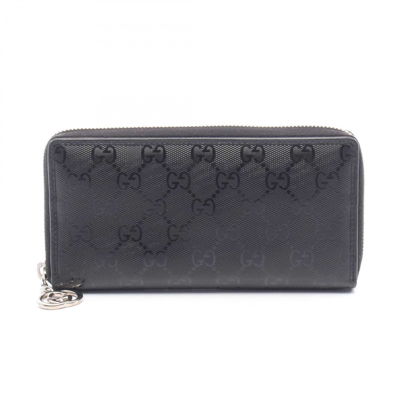 グッチ GUCCI ラウンド長財布 GGインプリメ 307982 ブラック PVCコーティングキャンバス レザー GGインプリメ ラウンド長財布 レディース Used B