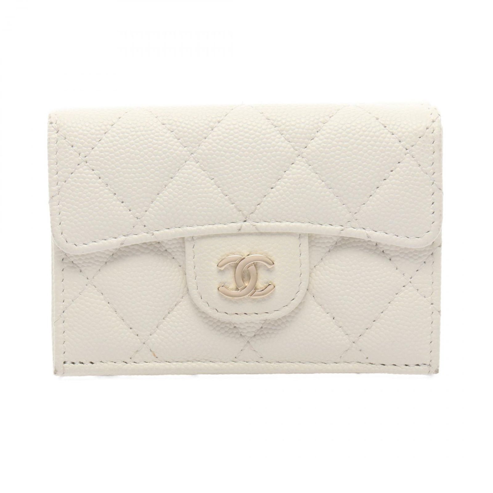 シャネル CHANEL 三つ折り財布 クラシック スモール フラップ ウォレット マトラッセ AP0230 ホワイト キャビアスキン(グレインドカーフ) マトラッセ クラシック スモール フラップ 三つ折財布
