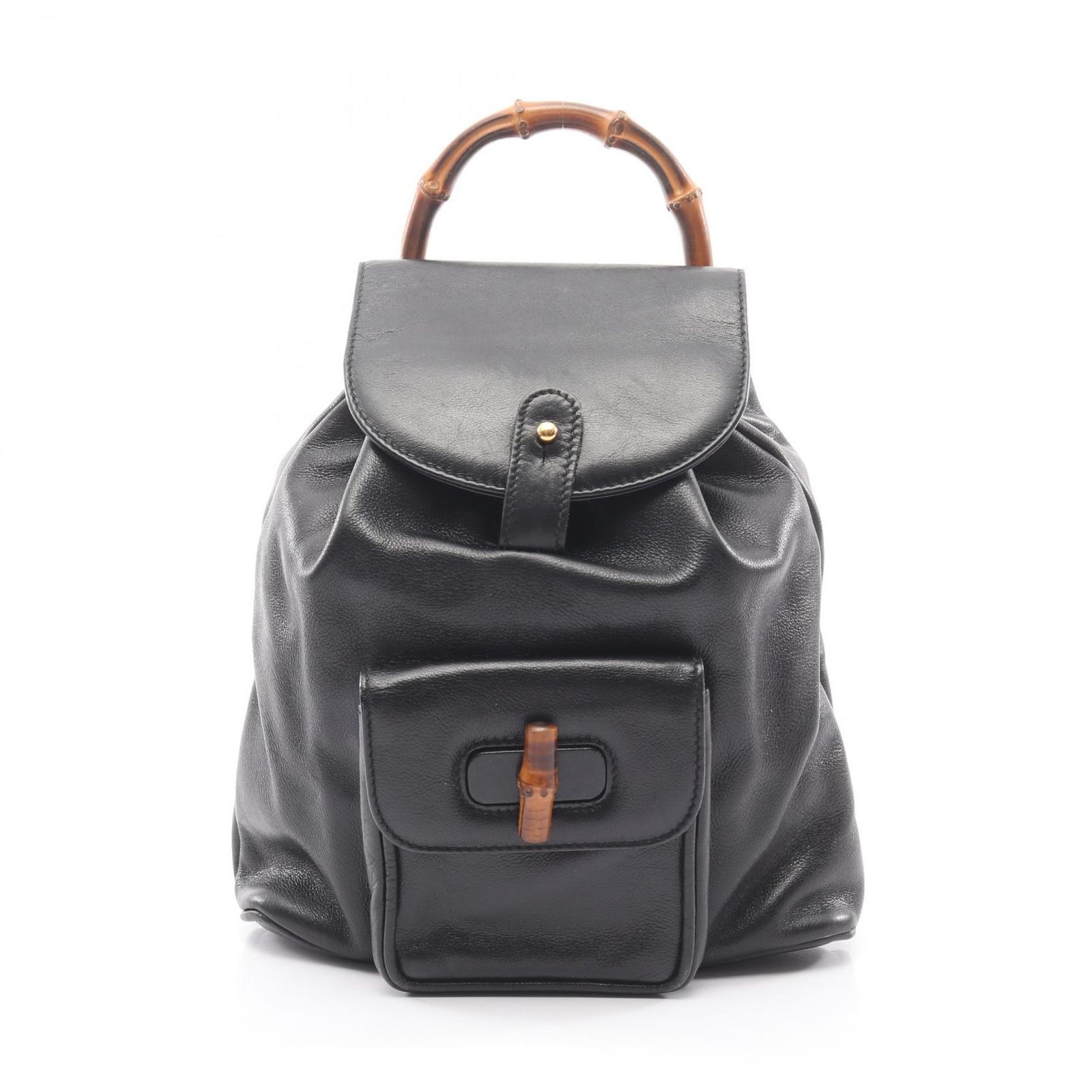 グッチ GUCCI リュックサック バックパック バンブー 003 1705 0030 ブラック レザー バンブー バックパック レディース Used B