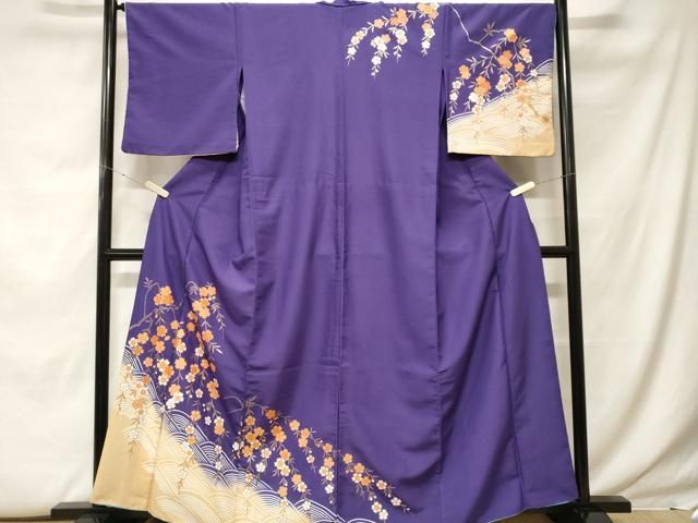 平和屋着物■訪問着　流水枝垂れ桜文　暈し染め　金彩　胴抜き仕立て　洗える着物　CABF9842ev