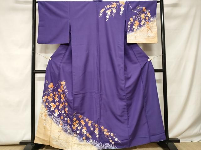 平和屋着物■訪問着　流水枝垂れ桜文　暈し染め　金彩　胴抜き仕立て　洗える着物　CABF9843ev