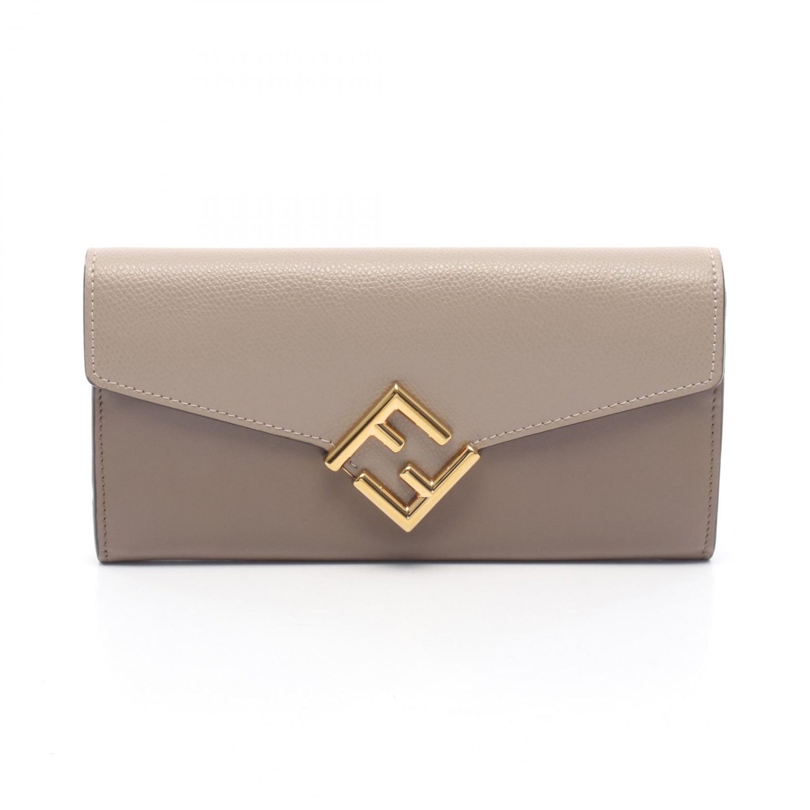 フェンディ FENDI 二つ折り長財布 FFダイヤモンド 8M0251 グレージュ レザー FFダイヤモンド 長財布 レディース Used B