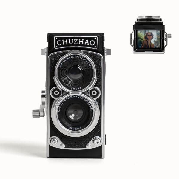 【送料無料】CHUZHAO ヴィンテージミニデジタルカメラ、ポータブルTLRスタイルのレトロでコンパクトな小型ポ