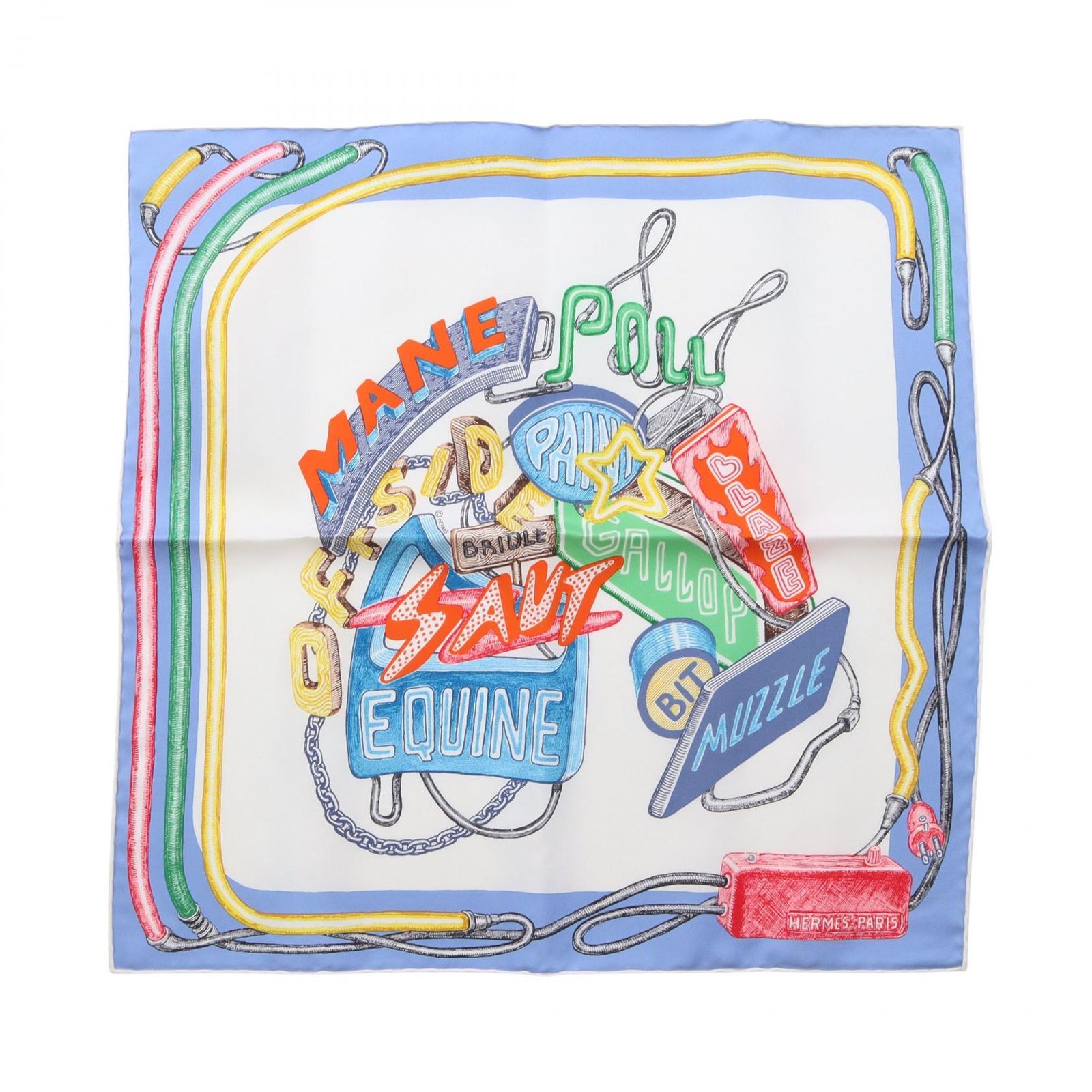 エルメス HERMES スカーフ プチカレ カレ45 CHEVALOSCOPE NEON シルク カレ45 プチカレ レディース 未使用