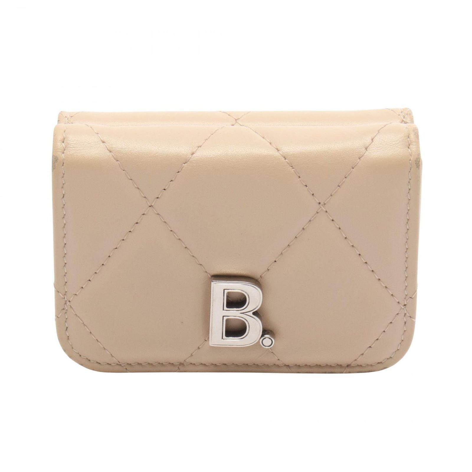 バレンシアガ BALENCIAGA 三つ折り財布 タッチ ミニ ウォレット ベージュ レザー タッチ ミニ ウォレット レディース Used B