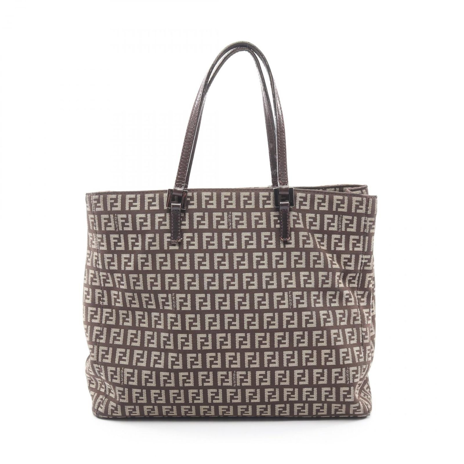 フェンディ FENDI トートバッグ ズッキーノ 8BH133 ベージュ キャンバス レザー ズッキーノ ハンドバッグ レディース Used B