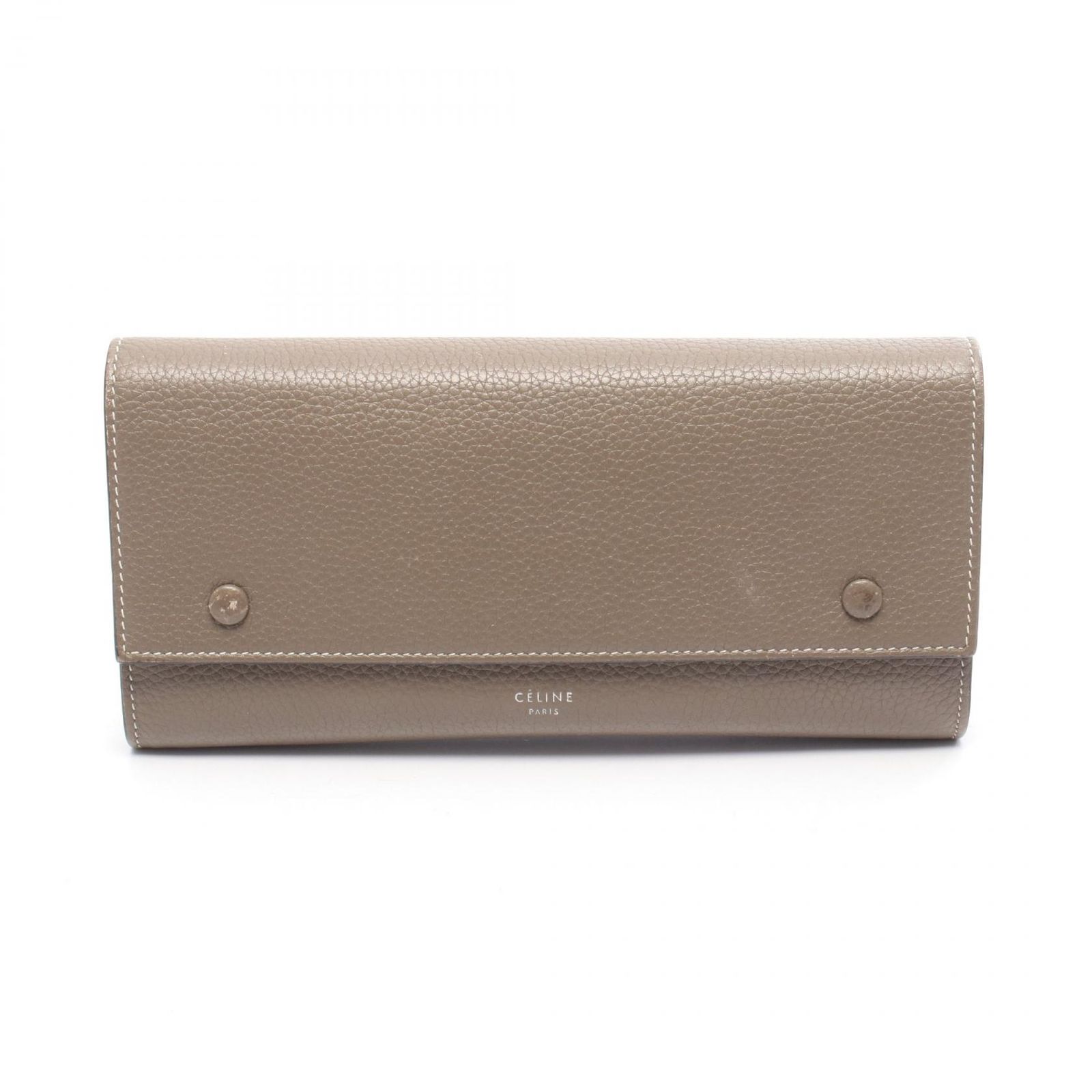 セリーヌ CELINE 二つ折り長財布 ラージ フラップ マルチファンクション 101673AFE グレー/イエロー レザー ラージ フラップ マルチファンクション 長財布 レディース