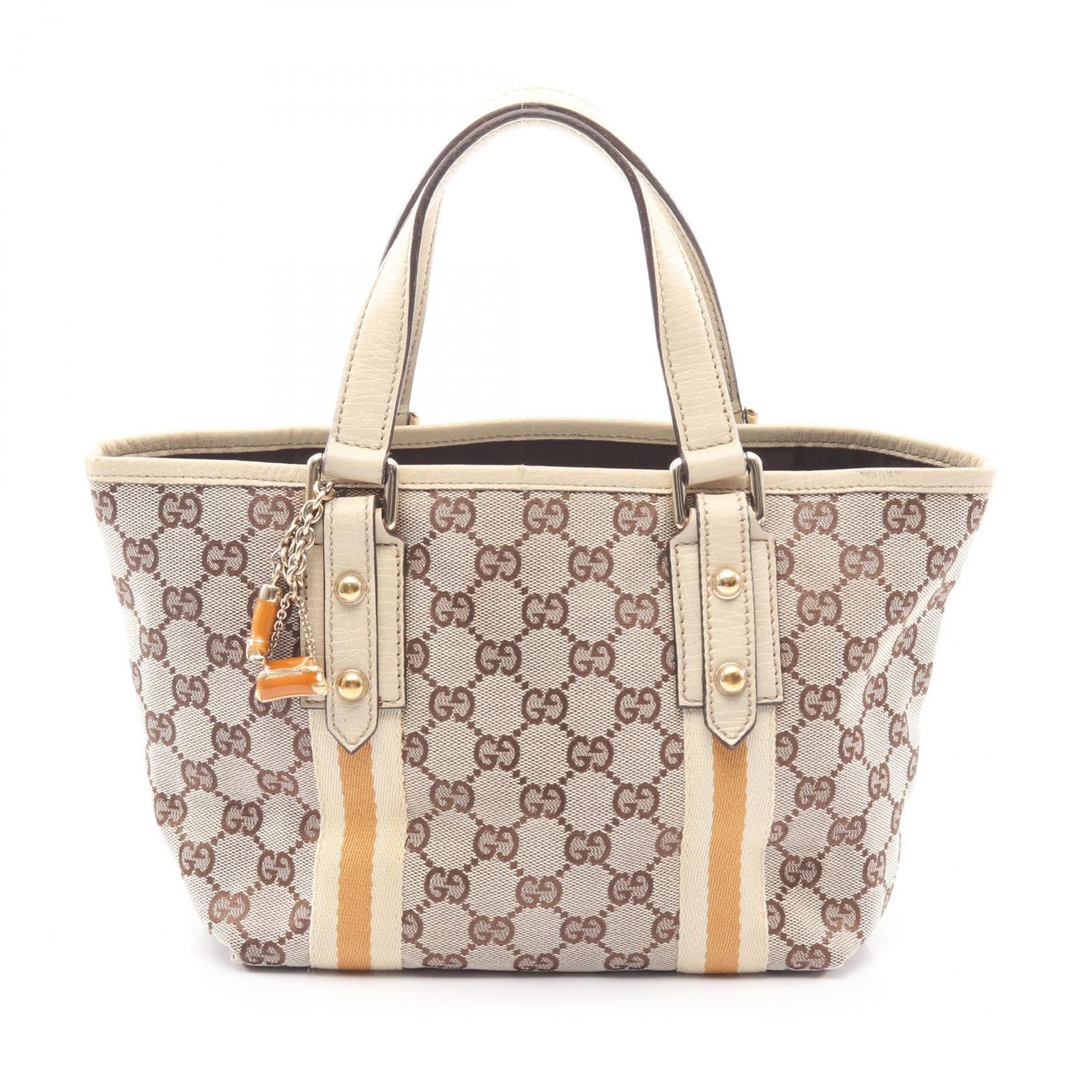グッチ GUCCI トートバッグ GGキャンバス 139261 ベージュ アイボリー イエローブ キャンバス レザー ハンドバッグ レディース Used B