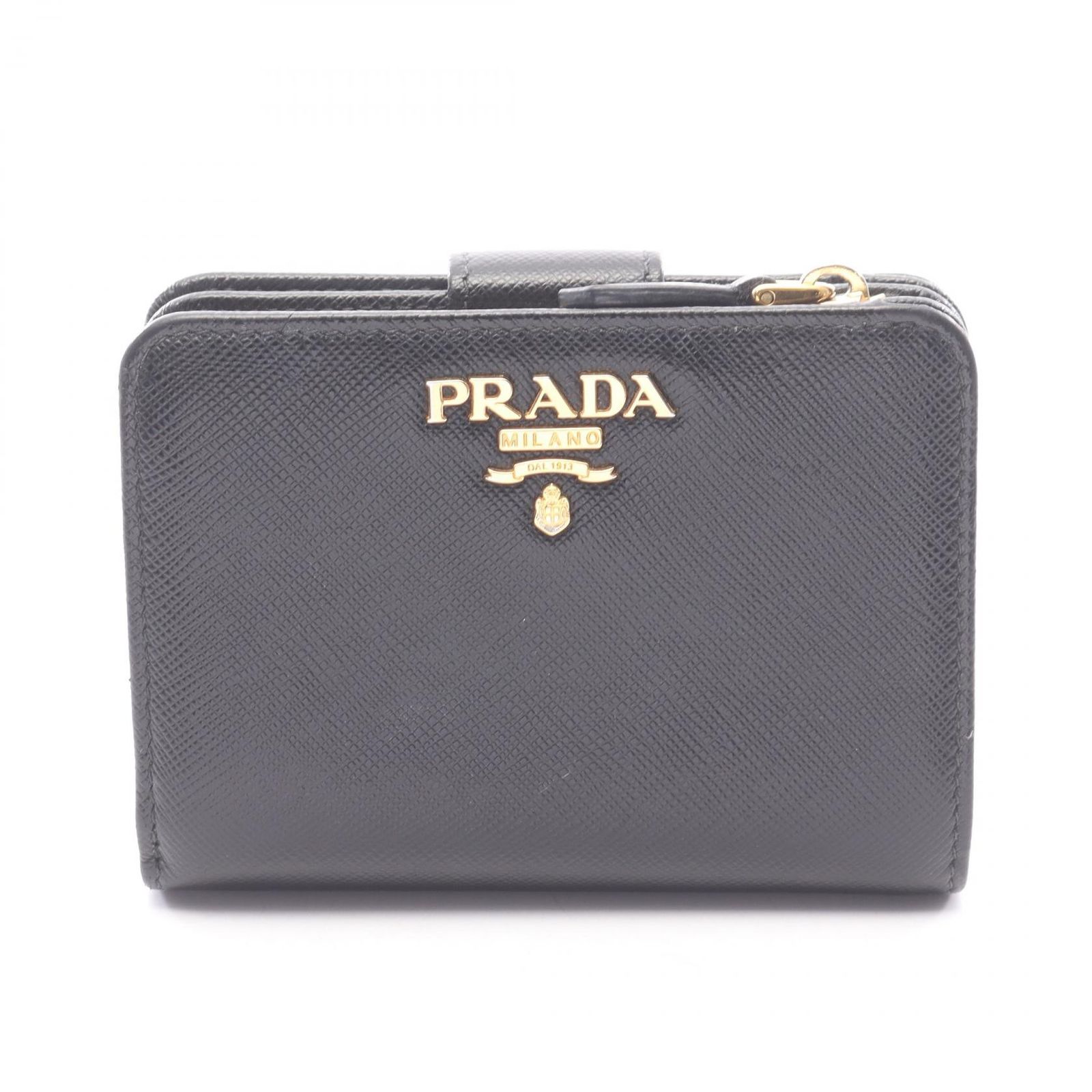 プラダ PRADA 二つ折り財布 SAFFIANO MULTIC 1ML018 ブラック サフィアーノレザー 二つ折財布 レディース Used B