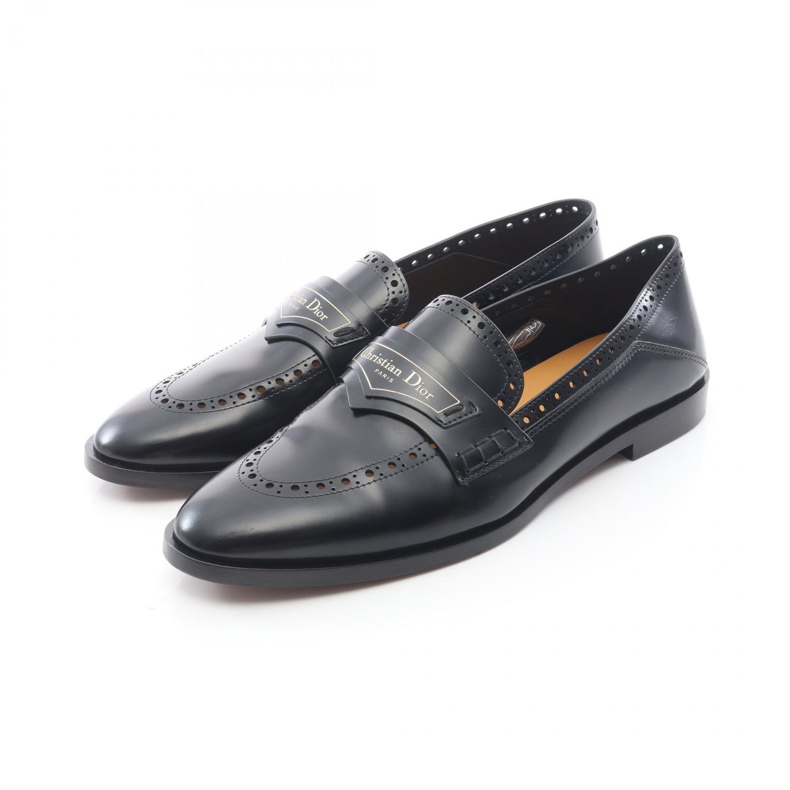 ディオール Dior ローファー Dior Boy ディオールボーイ パンチング レザー ローファー レディース Used A