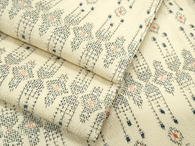 平和屋着物▽塩沢紬 単衣 吉祥文 正絹 逸品 CABF7655th