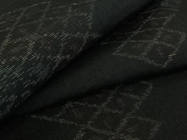 平和屋着物▽結城ちぢみ　単衣　松皮菱文　正絹　逸品　AABH9767jh