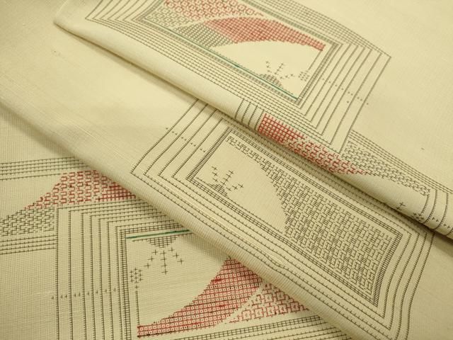 平和屋着物▽上質な紬　単衣　吉祥文　正絹　逸品　CABF3082ze