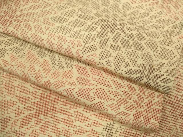 平和屋着物▽上質な紬　単衣　花尽くし　正絹　逸品　CABF3083ze