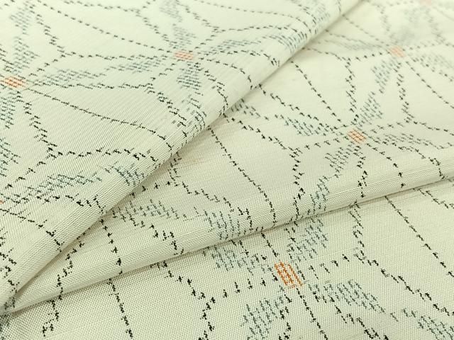 平和屋着物▽上質な紬　単衣　幾何学文様　正絹　逸品　AABH9826jh