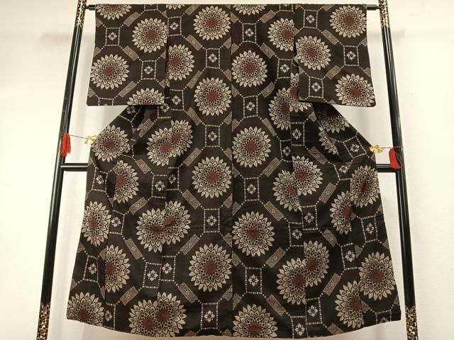 平和屋着物●アンティーク　大正ロマン　大島紬　蜀江花文　正絹　逸品　AABH5079fy