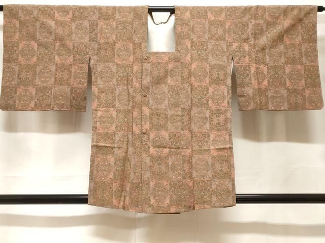 平和屋着物＃道行コート　幾何学花文　正絹　逸品　CABF3865ev