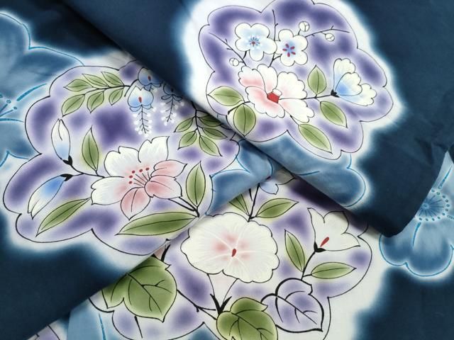 平和屋着物∴世界的ファッションデザイナー　山本寛斎　kansaiブランド　夏物　浴衣　舞花文　綿　逸品　CABE9066ng