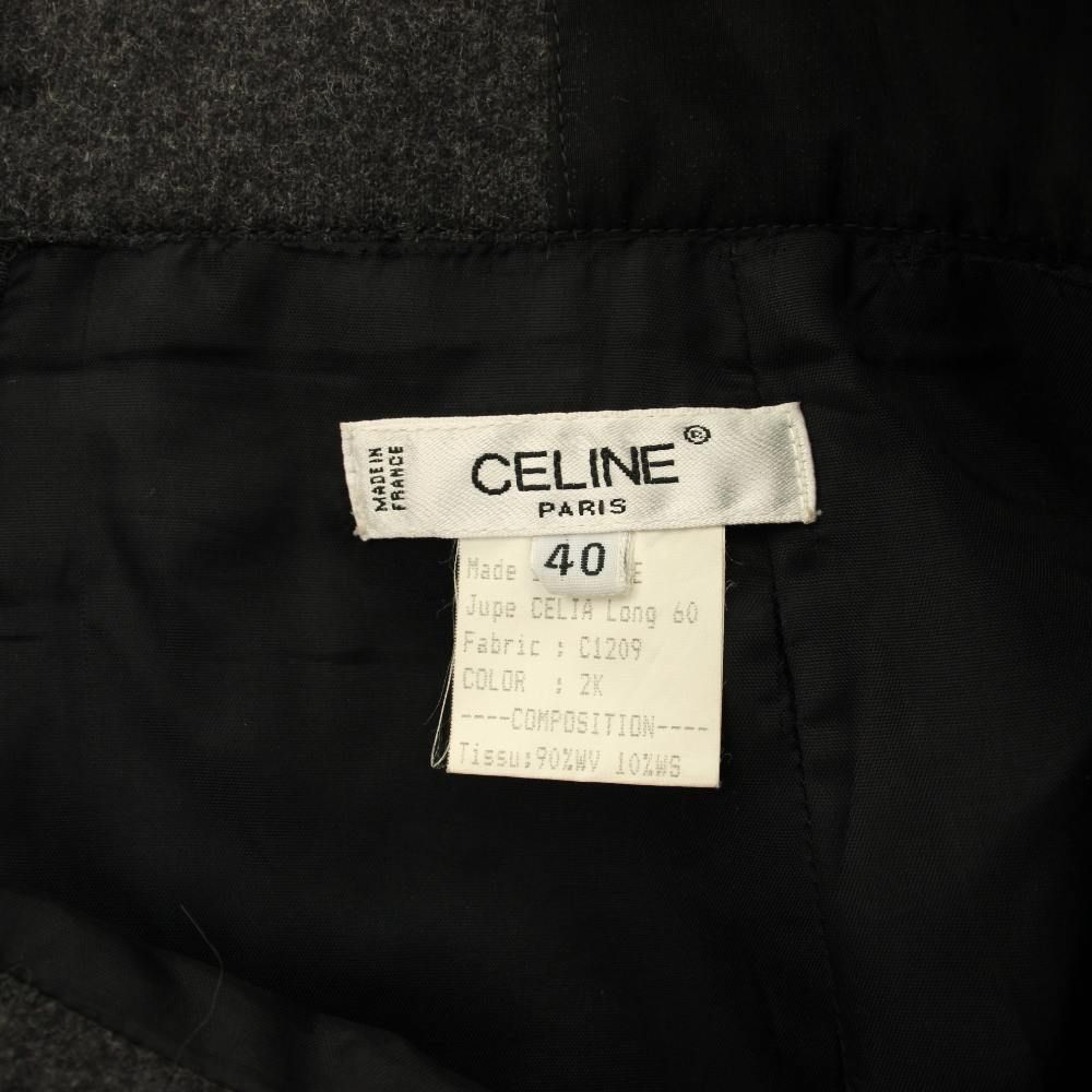 CELINE ブランドロゴ タイトスカート プレートアーカイブ 90s セリーヌ CELINE スカート ひざ丈 タイト ロゴプレート カシミヤ混 40