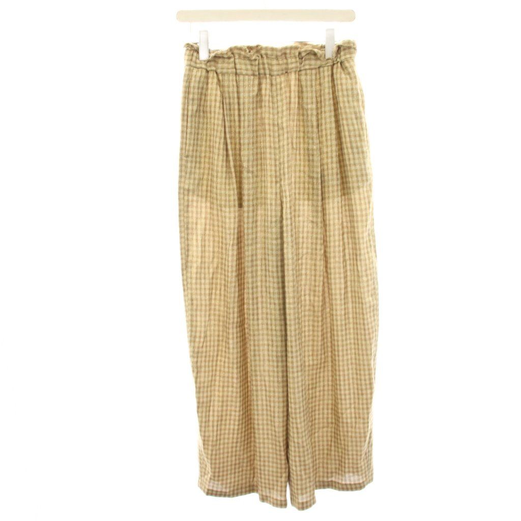 フレームワーク Framework OUT OF FRAMe 25AW Giolica Check Pants ワイドパンツ イージー チェック ラメ 38 ベージュ 25030220322020 /HN