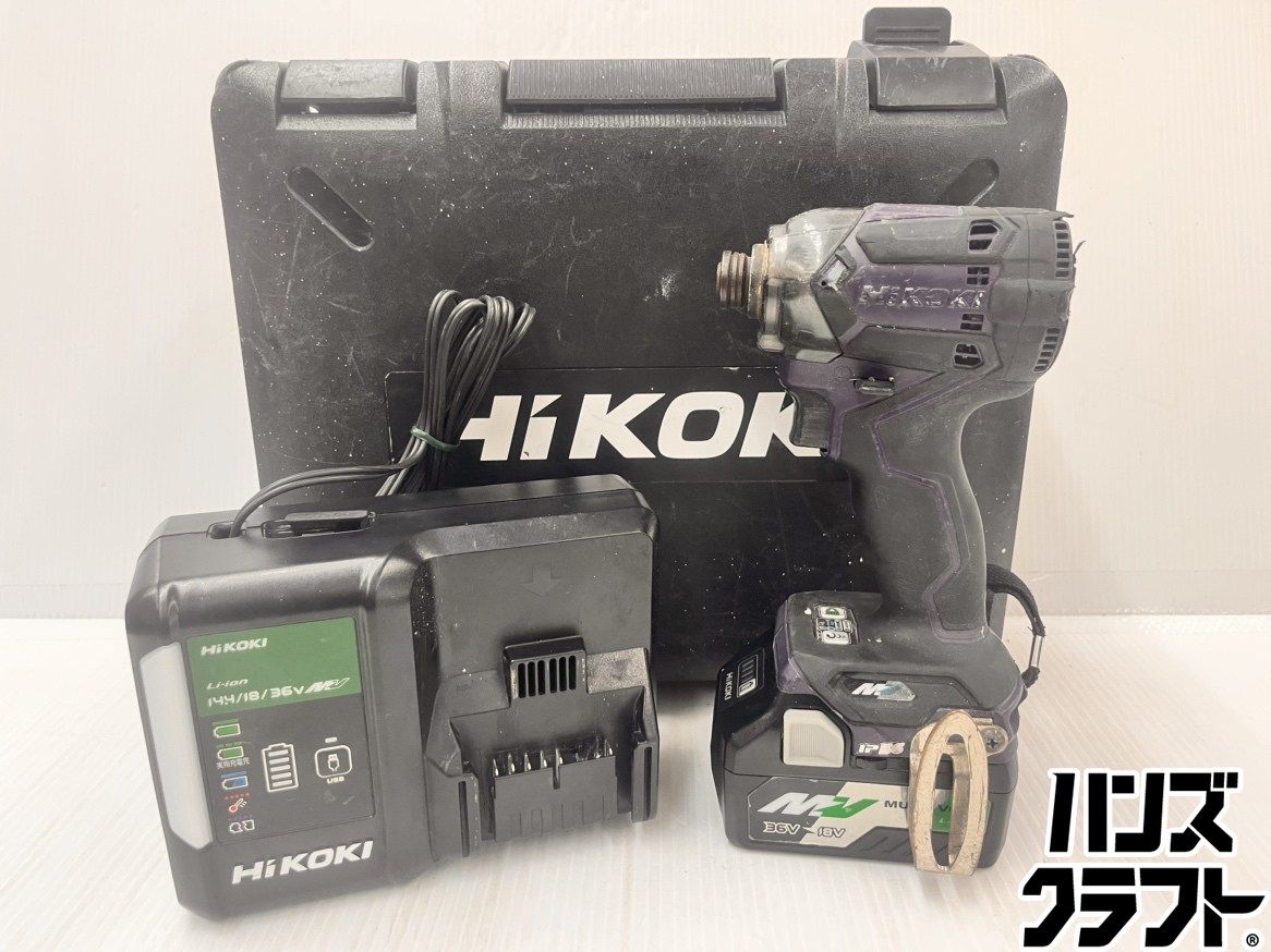 ★ハイコーキ HiKOKI　インパクトドライバ　WH36DC　36V　本体+バッテリ1個+充電器付き 中古品 ケース留め具片方なし