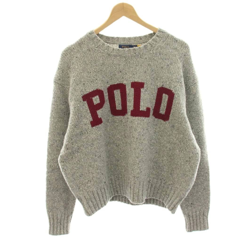 ポロ ラルフローレン POLO RALPH LAUREN ニット セーター 長袖 ロゴ ウール混 カシミヤ混 M グレー /HN