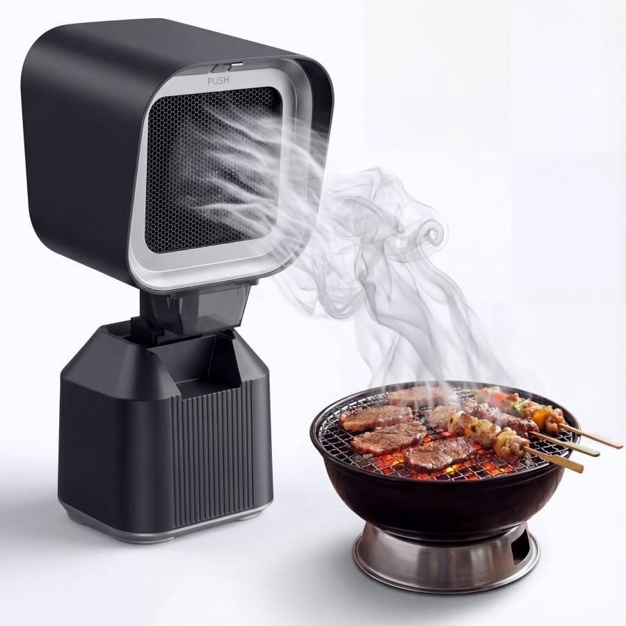【送料無料】卓上レンジフード 卓上換気扇 卓上吸煙機 airfun 低騒音 2段階風量調整 フィルター丸洗い可 ポータブル 焼肉・屋内BBQに最適 家庭用/業務用爆買