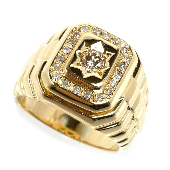K18YG イエローゴールド リング・指輪 ダイヤモンド0.52ct 21号 16.4g メンズ 中古
