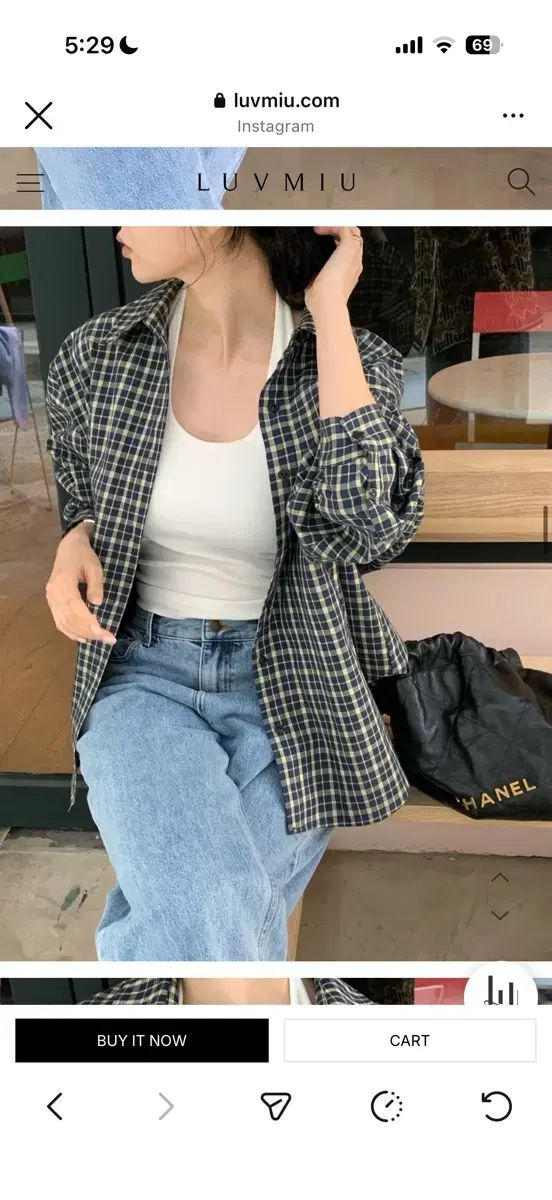 luvmiu ラフCHECKシャツ ネイビー 8,721円