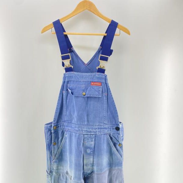 【中古】KANSAS ユーロワーク オーバーオール(リペアあり) ブルー サイズ92 カンサス[24]