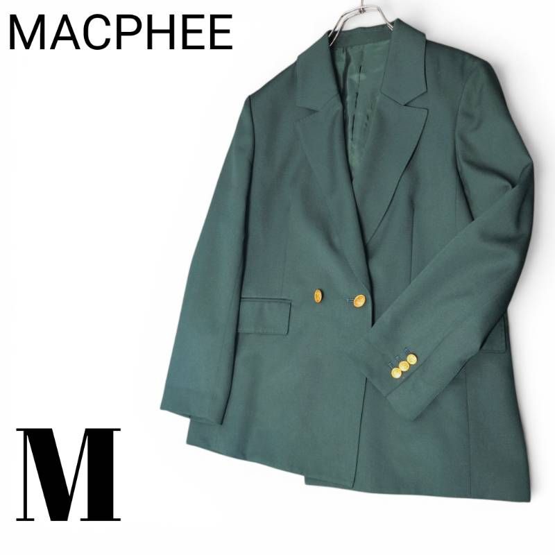 【美品】 MACPHEE マカフィー ウールギャバジン ダブルブレストジャケット ダークグリーン 36