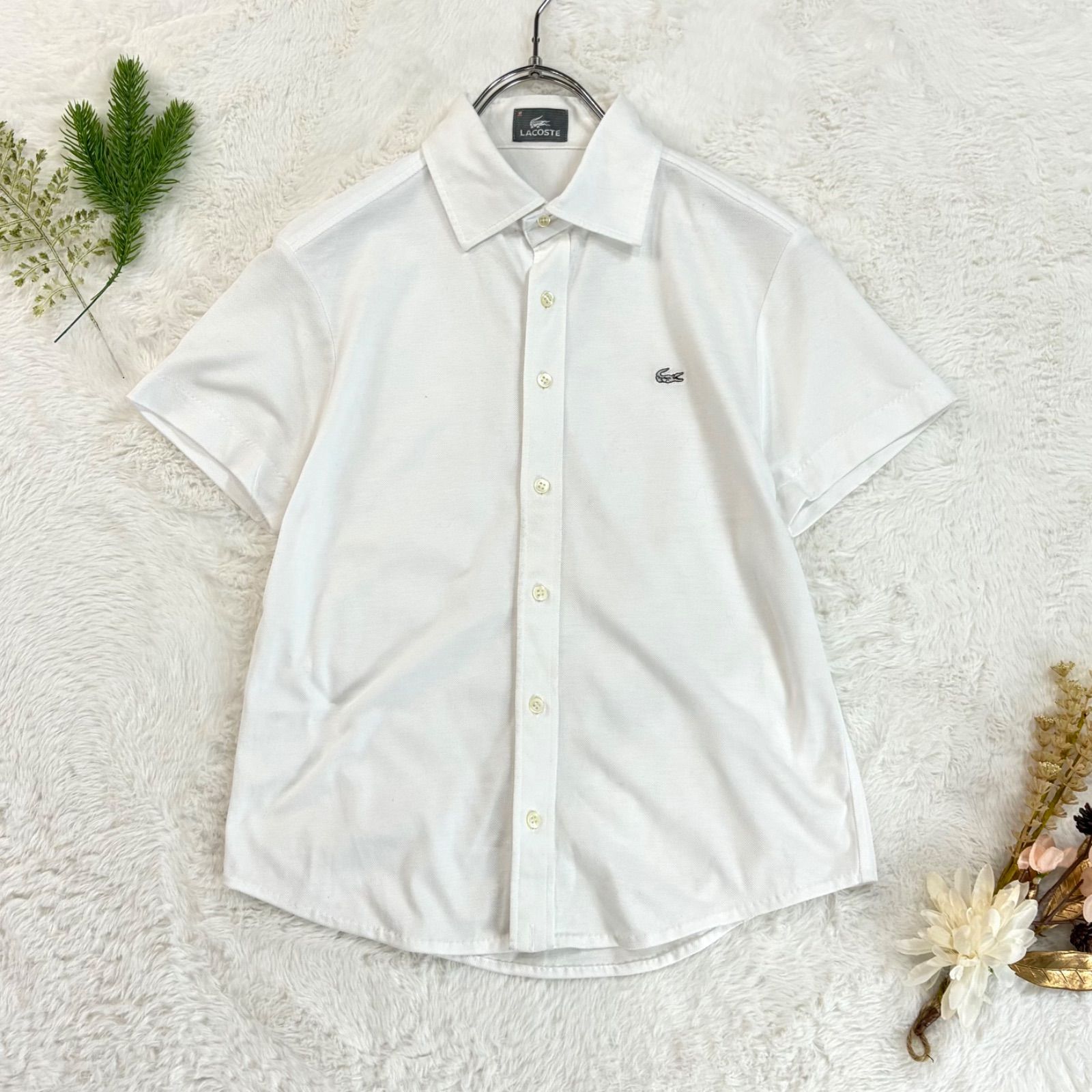 LACOSTE ラコステ 半袖シャツ ブラウス ワニ刺繍 シルバーラコステ 