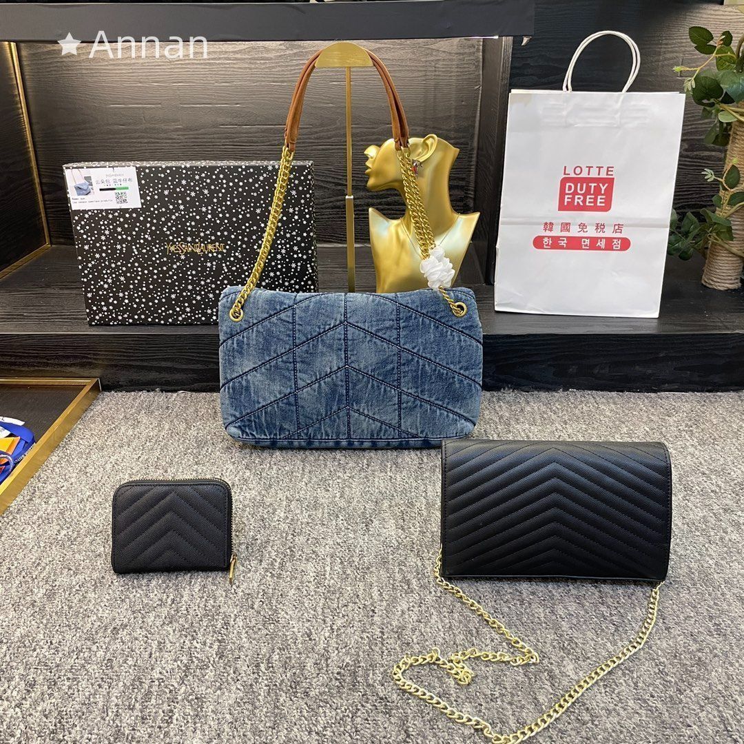 人気沸騰 Yves Saint Laurent YSL イヴサンローラン デニム ショルダー 