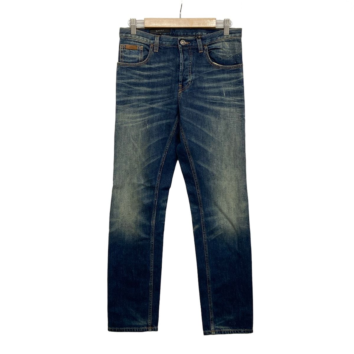 GUCCI(グッチ) ジーンズ サイズ44 S メンズ美品 - 269299 XZ556 ネイビー フルレングス/ダメージ加工