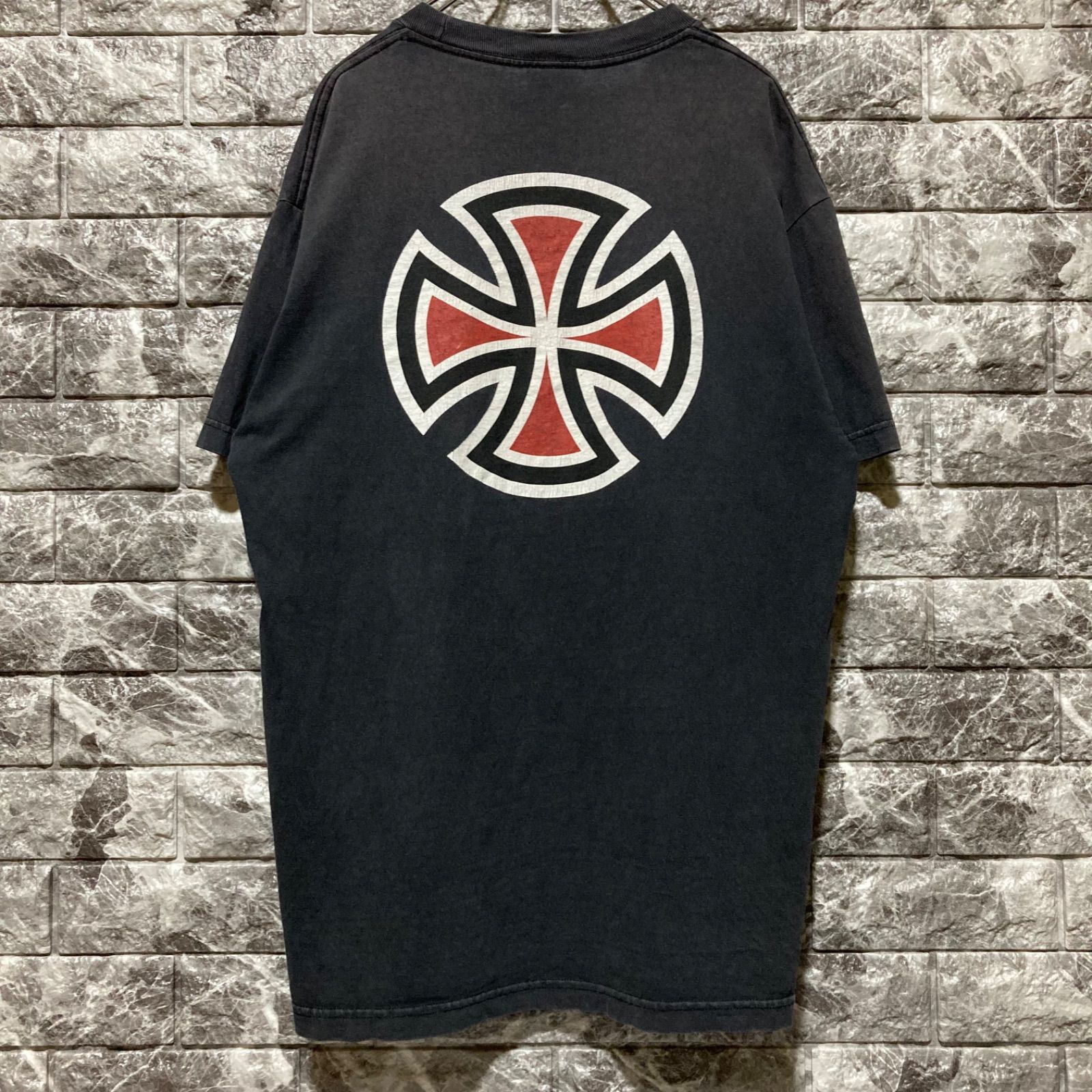 INDEPENDENT Tシャツ L インディペンデント アイアンクロス スケーター BLACK 黒 鬼フェード フェード