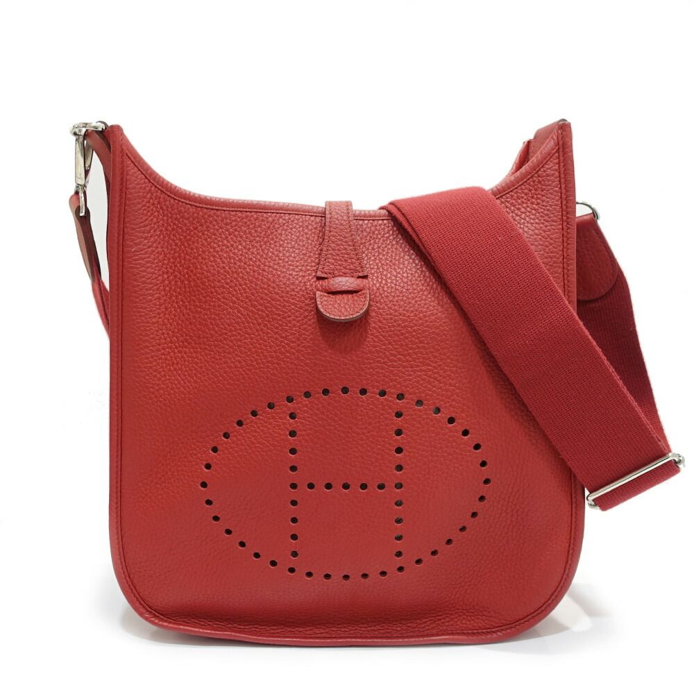 【栄】エルメス エブリン3 トロワ PM □P刻印 2012年製造 トゴ レッド系 シルバー金具 ショルダーバッグ レディース