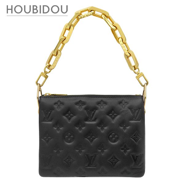 ルイヴィトン LOUIS VUITTON 2WAYバッグ クッサン BB ラムスキン ブラック ゴールド金具 モノグラム チェーンショルダー クラッチ M21259 RFID【中古】