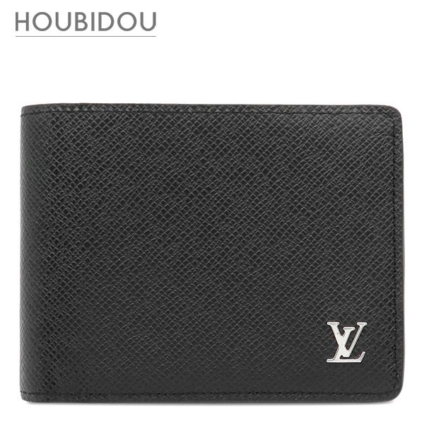 ルイヴィトン LOUIS VUITTON 二つ折り財布 ポルトフォイユ ミルティプル タイガ ブラック シルバー金具 黒 M30295 RFID【中古】