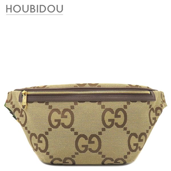 グッチ GUCCI ボディバッグ ジャンボGG ベルトバッグ レザー ジャンボGGキャンバス ベージュ×ブラウン ゴールド金具 ウエストバッグ 茶 696031 【保存袋】【中古】 グッチ GUCCI ボディバッグ ジャンボGG ベルトバッグ レザー ジャンボ