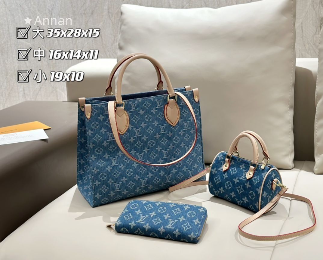 LOUIS VUITTON ルイヴィトン ショルダーバッグ ハンドバッグ 財布 デニム 3点セット ザゴー MM