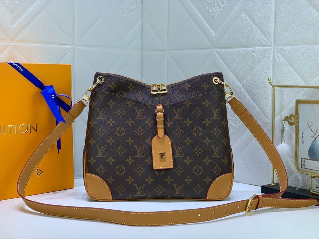 ルイヴィトン　LOUIS VUITTON　モノグラム　ショルダーバッグ　メッセンジャーバッグ オデオン NM MM　斜め掛け　ダークブラウン　Natural　M45355