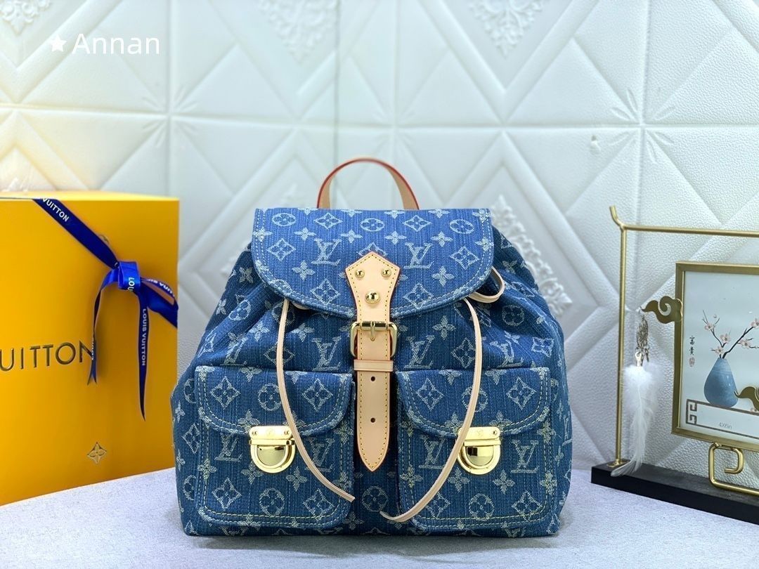 ルイ?ヴィトン LOUIS VUITTON リュック サックアド GM デイパック バックパック モノグラムデニム ブルー M95056 レディース