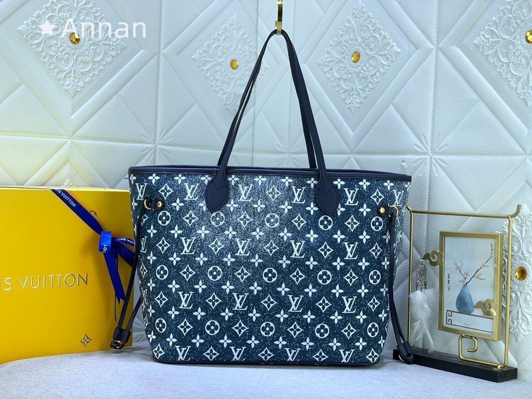 超美品 LOUIS VUITTON ルイヴィトン トートバック ネヴァーフルMM モノグラム ジャガードデニム M21465 トートバック
