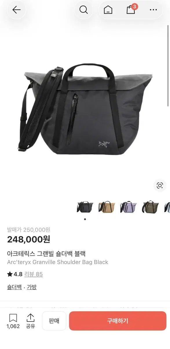 ARC'TERYX アークテリクス グランビル ブラック ショルダーバッグ