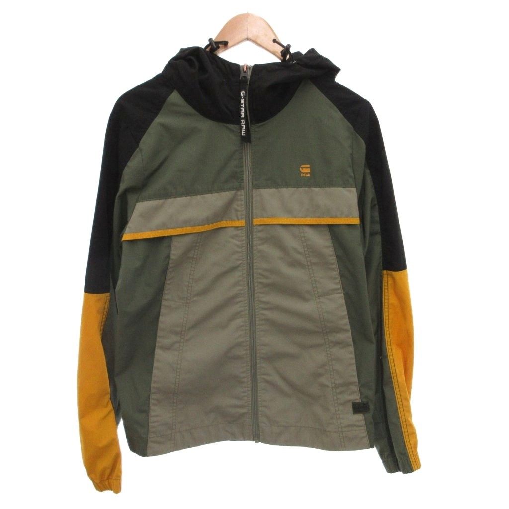 ジースターロウ G-Star RAW ジップアップパーカー フーディ ロゴ プリント S 緑 グリーン /FF ■GY74