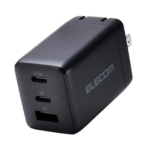 エレコム 充電器 合計65W 3ポート Type-C USB-A USB PD対応 スイング式プラグ採用 ブラック EC-AC10367BK@ d40652c1