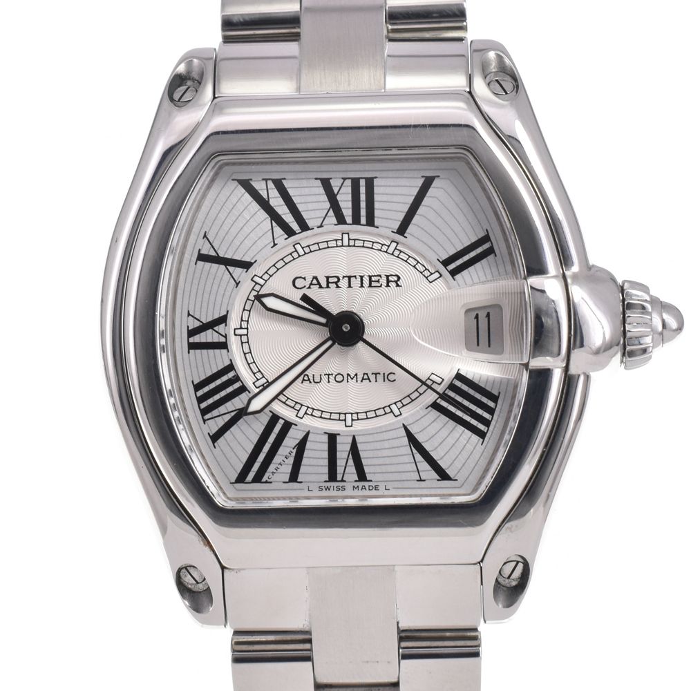 カルティエ CARTIER ロードスター LM デイト シルバー 自動巻き メンズ 良品 腕時計 G#147251