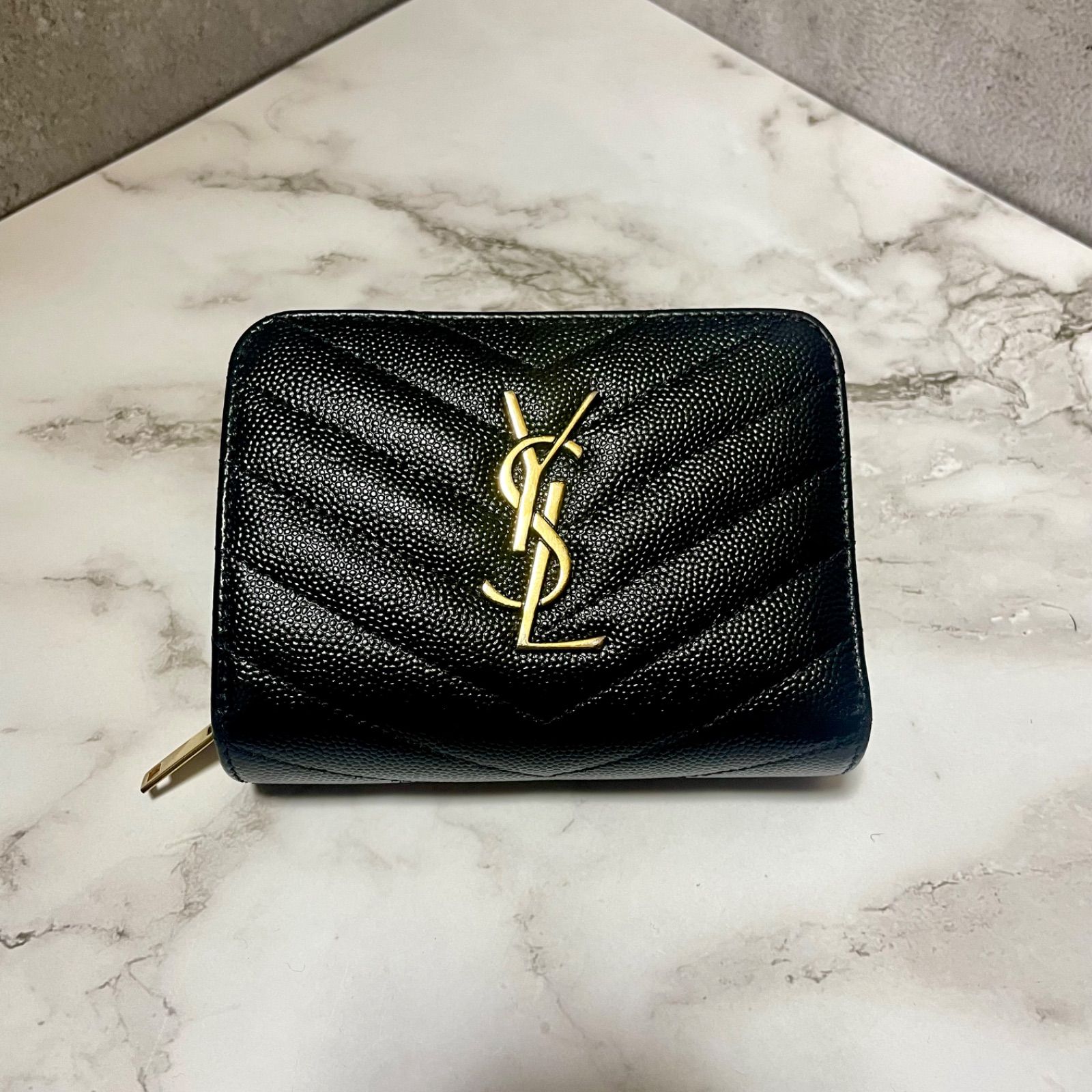 SAINT LAURENT 三つ折り財布 YSL レザー