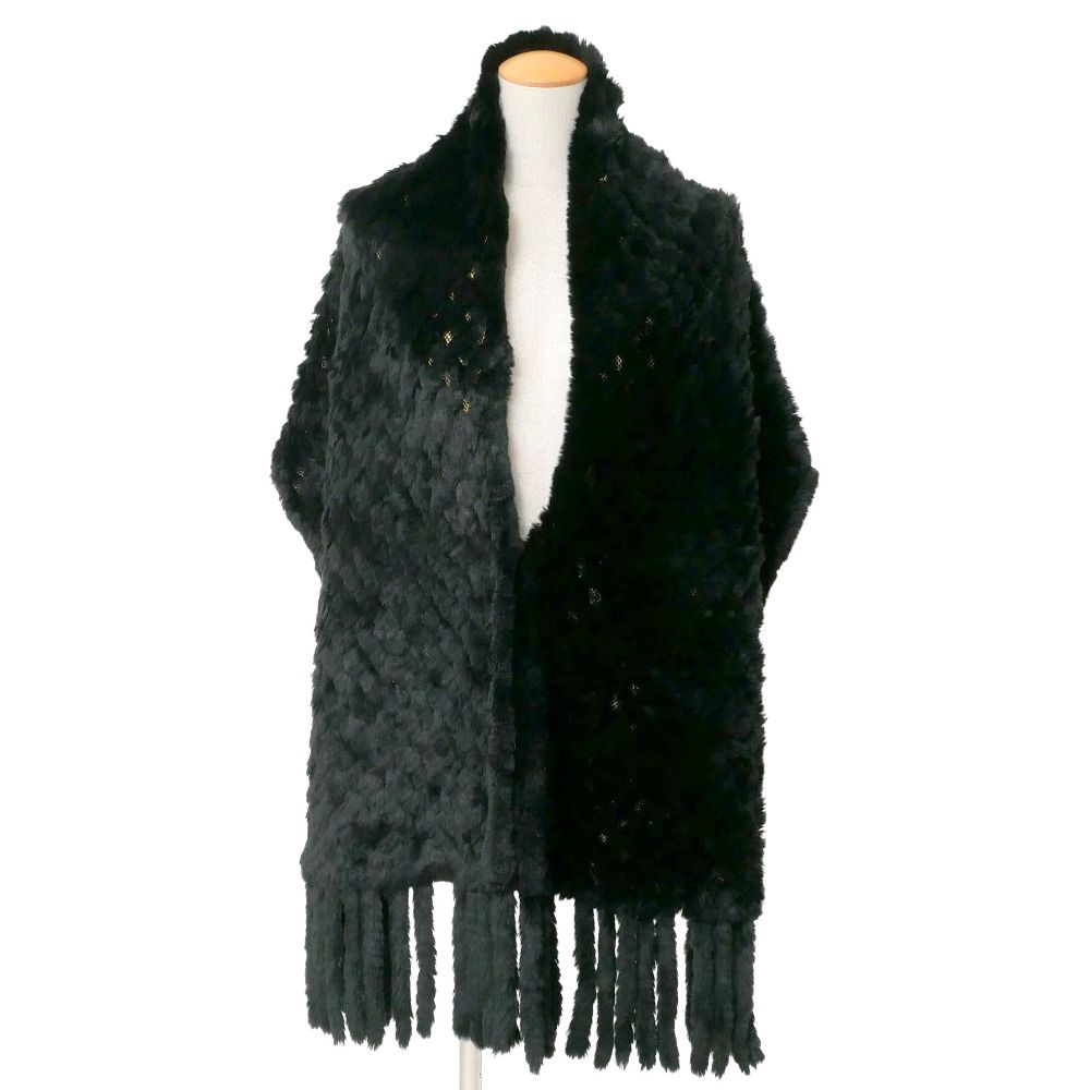□美品□Mink ミンク ストール ミンクヤーン ファー フリンジ マフラー